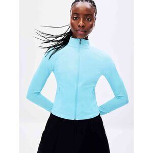 New Athleta L Salutation Crop Jacket Aqua Blue Large  Regular